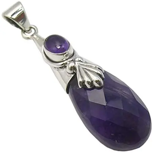 SilverStarJewel Sterling Silver Authentic Amethyst February Birthstone Pendant 4.6 cm SilverStarJewel Sterling Silver Authentic Amethyst February Birthstone Pendant 4.6 cm
