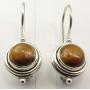 SilverStarJewel 925 Solid Silver Yellow & Brown Tigers Eye Earrings 0.9'' Art Gift