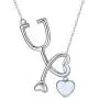 TRISHULA 925 Sterling Silver Stethoscope Pendant Opal Jewelry Nurse Themed Necklace for Women TRISHULA 925 Sterling Silver Stethoscope Pendant Opal Jewelry Nurse Themed Necklace for Women