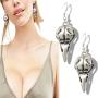 RechicGu Crow Viking Odin Bird Raven Skull Dangle Earrings Antique Skeleton Death Devil Goth Punk Emo Steampunk