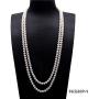 JYX Pearl Double Strand Necklace Classic 8-9mm White Freshwater Pearl Long Strand Necklace Opera Length 32''