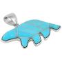 Bear Pendant Necklace 925 Sterling Silver Genuine Turquoise & Gemstones (24'' Length)
