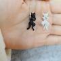 NOUMANDA Lovely Hanging White and Black Cat Necklace for Cat Lovers