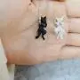 NOUMANDA Lovely Hanging White and Black Cat Necklace for Cat Lovers