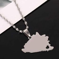 Silver Stainless Steel Bosnia and Herzegovina Map Pendant Necklaces Bosnian Maps Jewelry