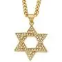JAJAFOOK Star of David Pendant 18K Yellow Gold Iced Out Solid Jewish Necklace Jewelry, Cuban Chain JAJAFOOK Star of David Pendant 18K Yellow Gold Iced Out Solid Jewish Necklace Jewelry, Cuban Chain