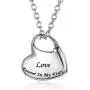 GISUNYE Cremation Urn Necklace for Ashes Urn Jewelry,Forever in My Heart Carved Locket Stainless Steel Keepsake Waterproof Memorial Pendant for mom & dad with Filling Kit (Love)…