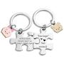 Winnie The Pooh Jewelry Puzzle Keychain Set of 2 Couple Gift Piglet & Winnie The Pooh Gift Friendship Keychain(KR-Pooh）)