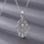 EUDORA Sterling Silver Hamsa Hand of Fatima with Evil Eye Amulet Good Lucky Necklace, Gift for Women, 18''