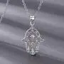 EUDORA Sterling Silver Hamsa Hand of Fatima with Evil Eye Amulet Good Lucky Necklace, Gift for Women, 18'' EUDORA Sterling Silver Hamsa Hand of Fatima with Evil Eye Amulet Good Lucky Necklace, Gift for Women, 18''