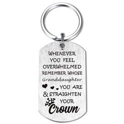 Granddaughter Grandson Gifts Remember Who Straighten Your Crown Inspirational Birthday Keychain Graduation Jewelry