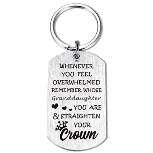 Granddaughter Grandson Gifts Remember Who Straighten Your Crown Inspirational Birthday Keychain Graduation Jewelry Granddaughter Grandson Gifts Remember Who Straighten Your Crown Inspirational Birthday Keychain Graduation Jewelry