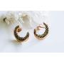 ONDAISY 20G Black Cz Boho Gypsy Planet Half Sun Crescent Sailor Luna Moon Ear Studs Piercing Earrings