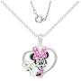 Disney Minnie Mouse Heart Silver Plated Crystal Pendant Necklace, 18''
