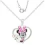 Disney Minnie Mouse Heart Silver Plated Crystal Pendant Necklace, 18''