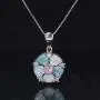 CiNily Flower Nceklace Opal Pendant Necklace for Women Girls 14K White Gold Plated Opal Jewelry Gemstone Necklaces