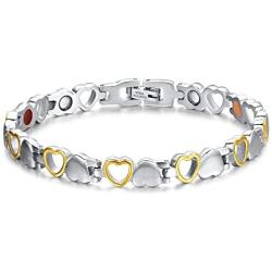 Titanium Magnetic Bracelet Heart Hollow Design Link Stylish Magnet Bracelets for Women,4 Colors to Choose, 8.3 Inches Adjustable