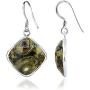 Orchid Jewelry 925 Sterling Silver Dangling Earrings For Women Green Jasper 17.40 Ct Cushion Genuine Gemstone Sensitive Ears Fashion Jewellery Anniversary Engagement Birthday Gifts For Ladies