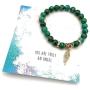 Smiling Wisdom - Angel Wing Stretch Stone Bracelet - Appreciation Kindhearted Thank You Keepsake Greeting Card - Friendship – Green Rain Flower Stones