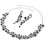 JOERICA Rhinestone Necklace and Earrings Set for Women Wave Flower Fashion Costume Jewelry