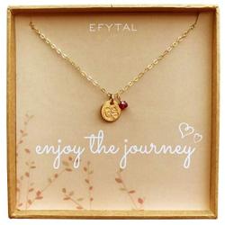 EFYTAL Graduation Gifts, Tiny Gold Filled Ohm Necklace on Enjoy The Journey Card, Dainty Om Pendant - Yoga Necklace, Retirement Gifts