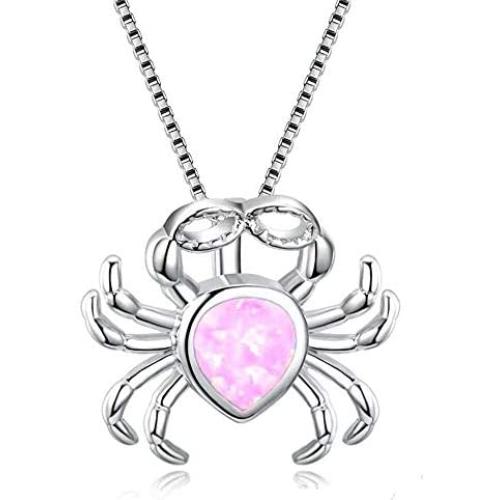 DMOMSA Classic Sapphire Blue Cute Crab Pendant Necklace Jewelry Suitable for Womens Birthday Gifts, Valentines Day, Mothers Day