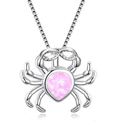 DMOMSA Classic Sapphire Blue Cute Crab Pendant Necklace Jewelry Suitable for Womens Birthday Gifts, Valentines Day, Mothers Day