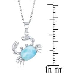 Crab Necklace Natural Larimar Stone Sterling Silver Horoscope Zodiac Sign Pendant Dainty Necklace for Women