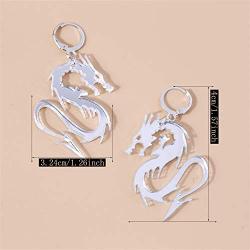 DAMLENG Charm Chic 80s 90s Chinese Dragon Hoop Earrings Cool Acrylic Dragon Totem Dangle Drop Earrings for Women Girls Unique Animal Jewelry