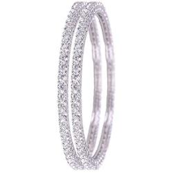 Ratnavali Jewels CZ Zirconia Gold Tone Solitaire Diamond Bracelet Bollywood Wedding Bangle Jewelry Women
