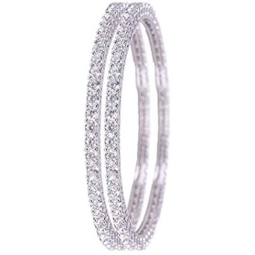 Ratnavali Jewels CZ Zirconia Gold Tone Solitaire Diamond Bracelet Bollywood Wedding Bangle Jewelry Women