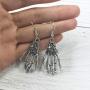 Halloween Earrings for Women Skull Skeleton Bone Dangle Earrings Metal Skeleton Skull Hand Earrings