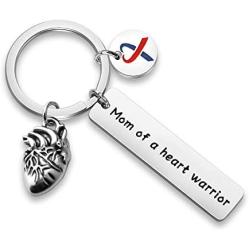 WUSUANED CHD Keychain Mom/Dad of A Heart Warrior Keychain Congenital Defect Awareness Gift for Heart Warrior Mom Dad