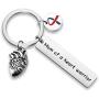 WUSUANED CHD Keychain Mom/Dad of A Heart Warrior Keychain Congenital Defect Awareness Gift for Heart Warrior Mom Dad