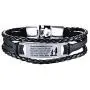 COMTRUDE to My Daughter Bracelets, Stainless Steel Leather Inspirational Wristband, Daughter Bracelet from Mom and Daddy, Love Daughter Best Gift (Brown and Black)