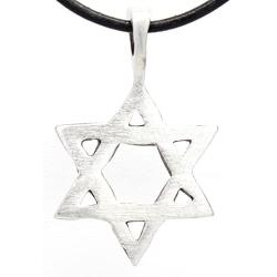 Trilogy Jewelry Pewter Star of David Woven Pendant on Leather Necklace