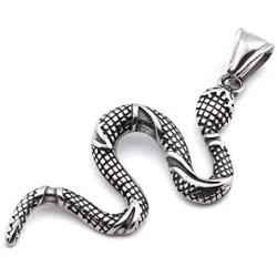GUNGNEER Stainless Steel Egyptian Egypt Cobra Snake Pendant Necklace Protection Strength Amulet Jewelry Talisman