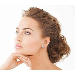 THE PEARL SOURCE 8.5-9mm Genuine White Freshwater Cultured Pearl & Cubic Zirconia Harley Earrings for Women