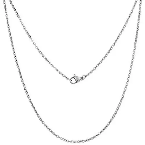 Silvadore 3mm Belcher Mens Necklace - Silver Chain Stainless Steel Jewelry - Rolo Neck Link Chains for Men Man Male Women Boys Girls - 18 20 22 24 26 30 36 Inch