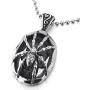 COOLSTEELANDBEYOND Mens Womens Steel Vintage Spider Skull Oval Pendant Necklace, Silver Black, 30 inches Ball Chain