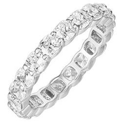 PAVOI 14K Gold Plated Rings Cubic Zirconia Love Ring | 3mm Cushion Cut Stackable Rings for Women | Gold Rings for Women