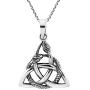 AeraVida Interwoven Snakes Triquetra or Trinity Knot .925 Sterling Silver Pendant Necklace