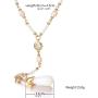 CrazyPiercing Y-Shape Necklace, Long Pearl Teardrop Pendant Necklace Chain for Women Girls, 24Inch