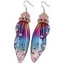 4 Pairs Multicolored Butterfly Wing Dangle Earrings Elegant Acrylic Insect Drop Earrings Crystal Dragonfly Wing Earrings for Women Girls Jewelry