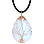 POTESSA Tree of Life Teardrop Heart Amethyst Opal Pendant Necklace Copper Wire Wrapped Gemstone Healing Chakra Necklace Choker 18'' …