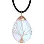 POTESSA Tree of Life Teardrop Heart Amethyst Opal Pendant Necklace Copper Wire Wrapped Gemstone Healing Chakra Necklace Choker 18'' …