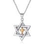 Nofade Silver Cross Star of David Pendant Necklace Gold&Silver Two Tone Pendant Religious Jewish Jewelry for Women Men, Chain 18(with Gift Box)