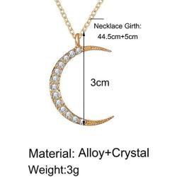 Crystal Sun Moon Star Pendant Necklaces Gold Color Bling Sun Moon Chain Necklace for Women Girl Wedding Accessories Jewelry