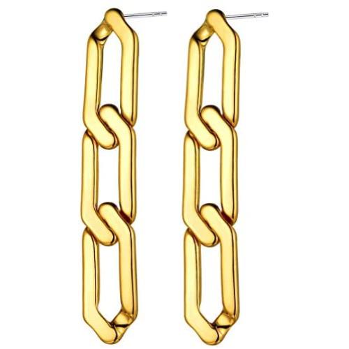 ChainsHouse Fun Chain Earrings for Women Girls Personalized Stainless Steel/18K Gold Plated Cuban/Bean/3 Layered/Two Tone/Hoop Chain Dangle Drop Earring (S925 Silver Needle Hypoallergenic)