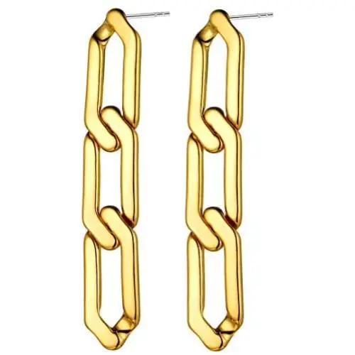 ChainsHouse Fun Chain Earrings for Women Girls Personalized Stainless Steel/18K Gold Plated Cuban/Bean/3 Layered/Two Tone/Hoop Chain Dangle Drop Earring (S925 Silver Needle Hypoallergenic)